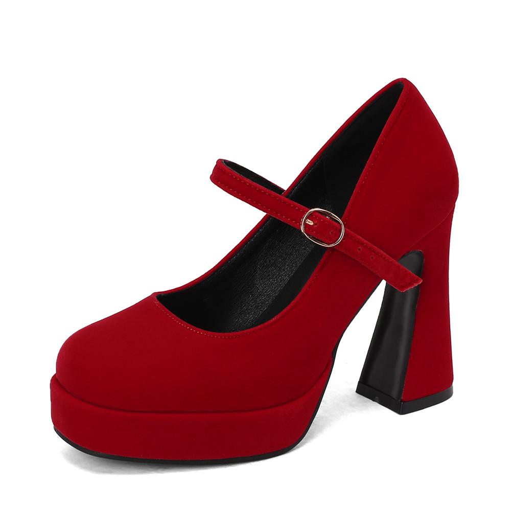 Fashion New Women Platform Pumps High Chunky Heels Round Toe Wedding Party Dress Shoe Ankle Strap Ladies Danc Shoes 2025 Spring New