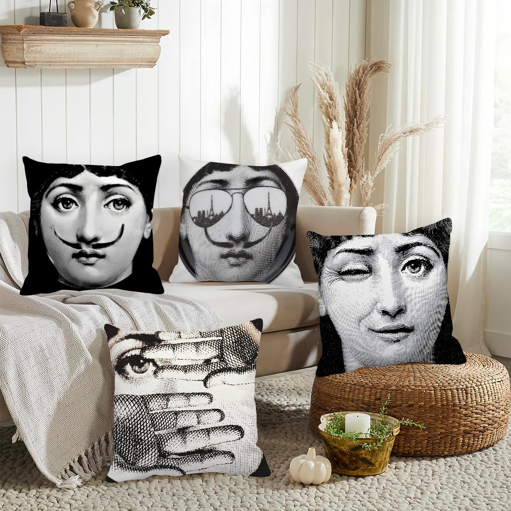 Polyester Girl Face Cushion Cover Beauty Pillow Case Home Cushion Cover Suitable For Office Sofa Car Suitable For All Seasons