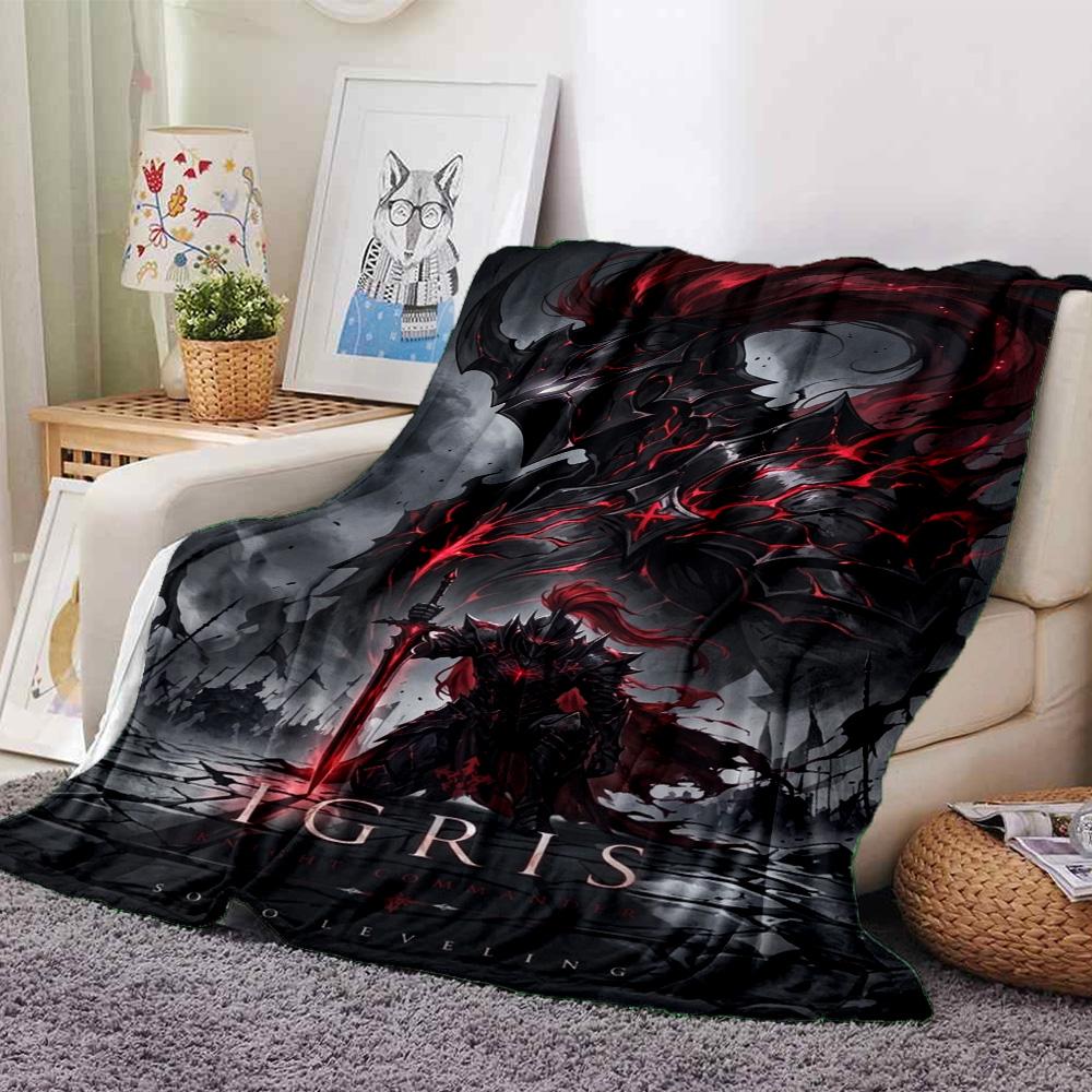 Solo Leveling Igris Print Flannel Blanket High Quality Warm Comfortable Cover for All Seasons Perfect for Gifts Home Decor
