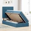 Storage Bed with Mattress Dark Blue 90 x 200 cm Velvet
