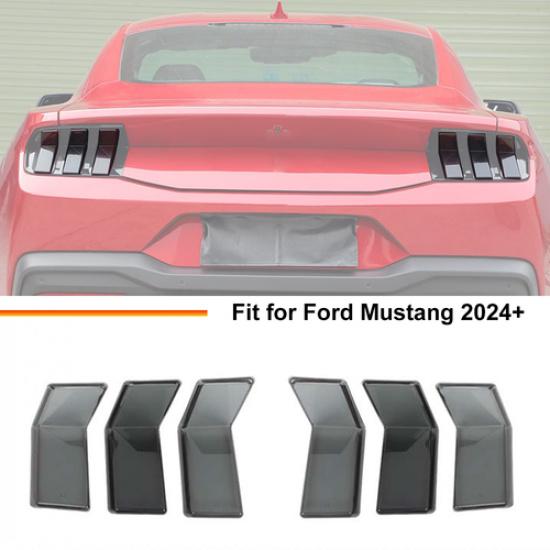 Smoked Black Taillight Fog Lamp Trim Overlay Bezel Decor for Ford Mustang 2024+