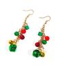 European & American Creative Christmas Bell Long Tassel Earrings: Women's Cute Cartoon Color Block Studs