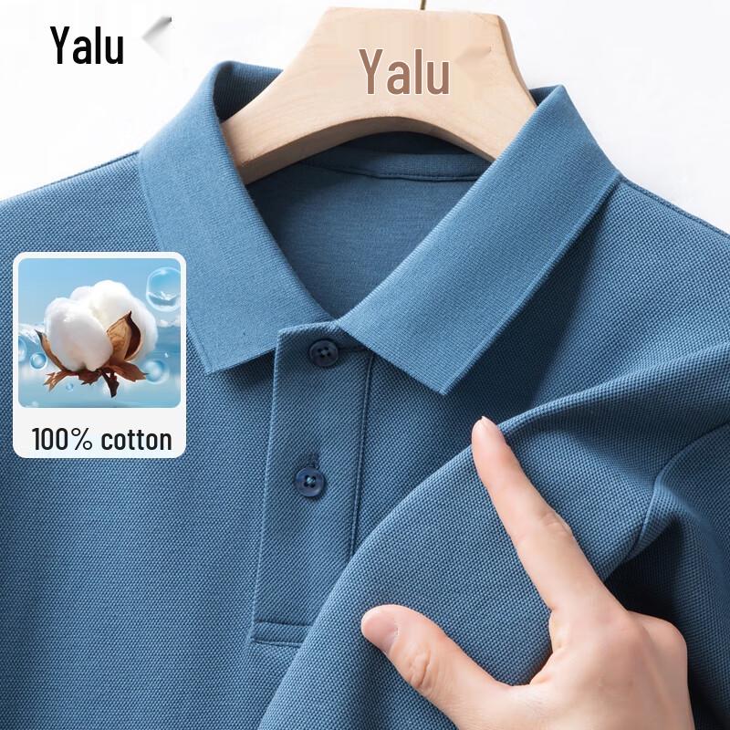 Yalu Herren 100% Baumwolle Langarm Poloshirt