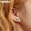 WOSTU Nové Trendy 925 Sterlingové Stříbro Mini Křídlo Puzetové Náušnice Barevný Zirkon Peří Malé Náušnice Pro Ženy Šperky