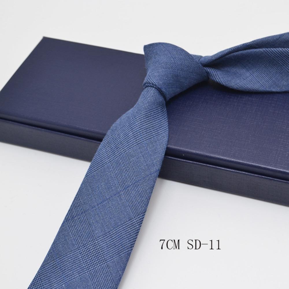 Luxury 7cm Grey Plaid Cotton Neck Ties For Men Soft TR Fabric Red Striped Neckties Casual Ties Wedding Party Groom Cravat Gift
