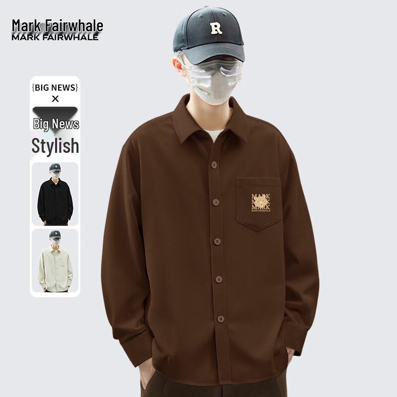 

Mark Fairwhale Men s Corduroy Tiger Head Print Long Sleeve Shirt 3XL