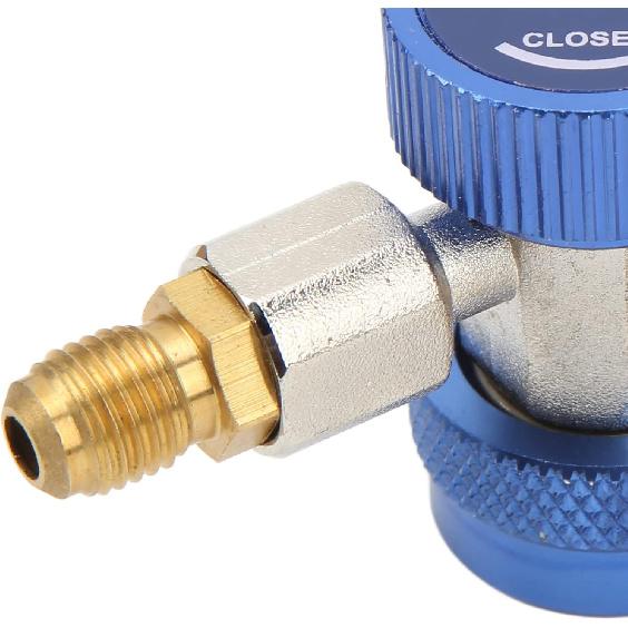 R 134a Gas Quick Connector, HVAC AC Valve Core Manifold with 1 X Blue Quick Coupler for A/C Manifold Gauge Set
