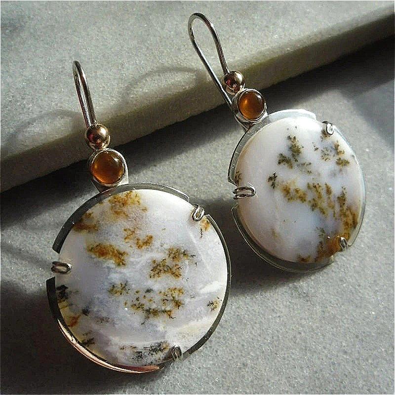 Exquisite Vintage Copper White Synthetic Turquoise Dangle Earrings for Women Bohemian Style Vacation Banquet Jewelry Accessories