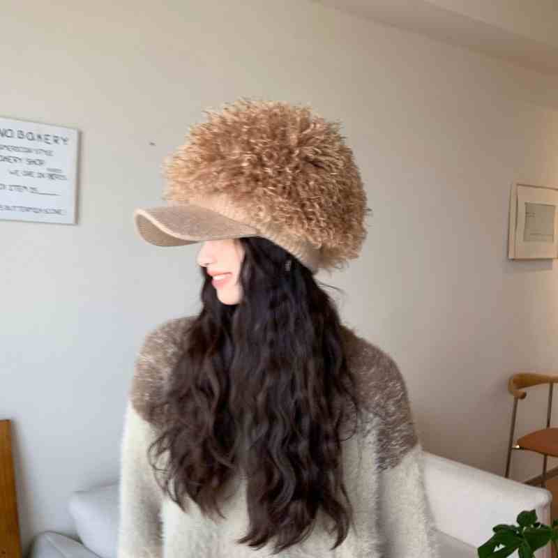 Women's Hats Sweet and Cool Babes Plush Knitted Baseball Cap Fashion Autumn and Winter Hat Women's Cap