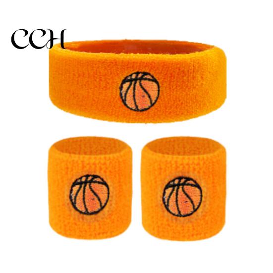 Bequemes Sport-Armband 1 Set Kinder-Stirnband Ballstickerei Dehnbar Atmungsaktiv Jungen Mädchen Schweißabsorbierend Gestrickt Basketball Volleyball