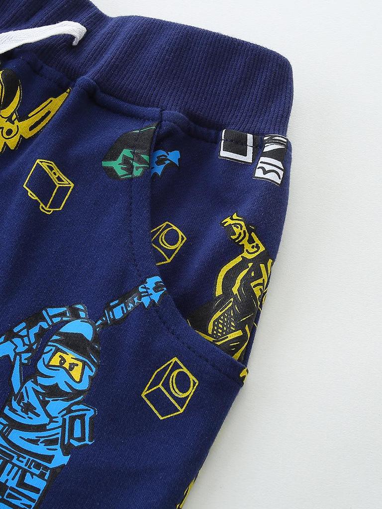European Style Cartoon Print Boys' Cotton Knit Shorts - Summer Collection