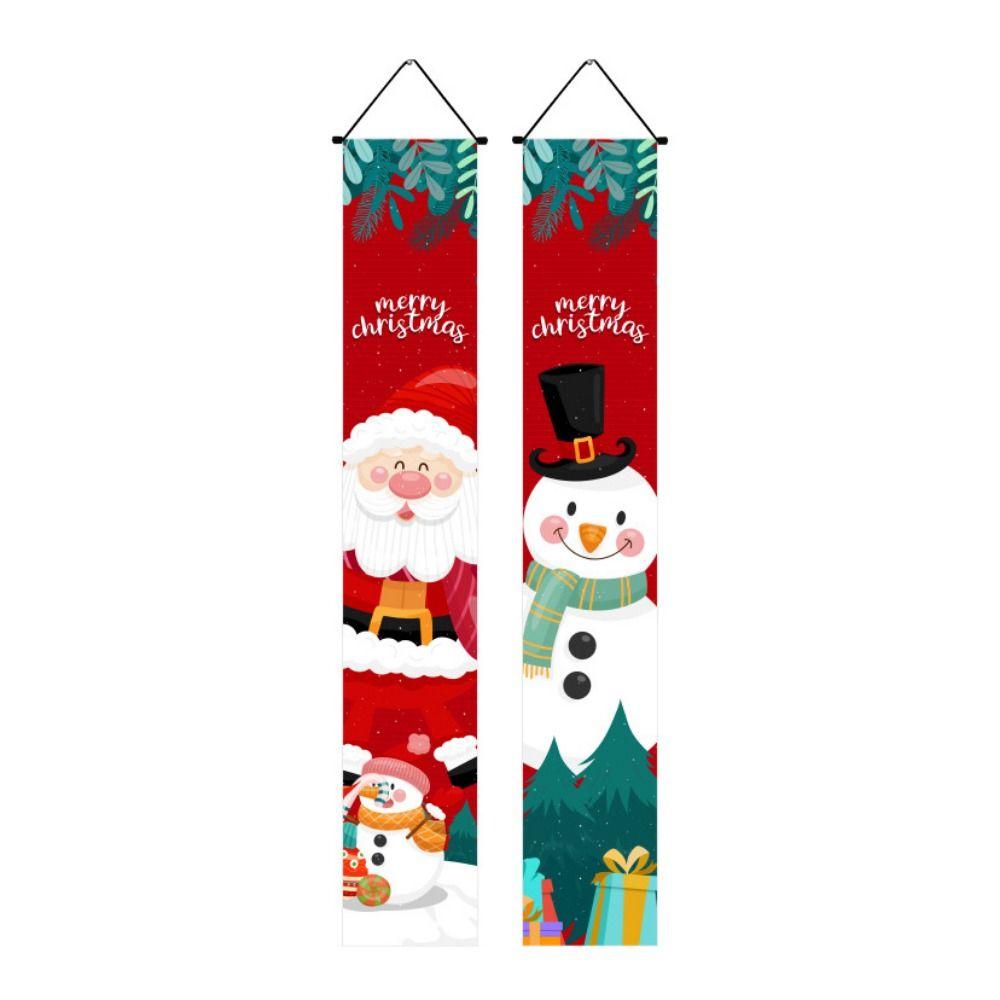 Foldable Christmas Porch Door Banner Polyester Santa Claus Hanging Couplet  Spring Festival