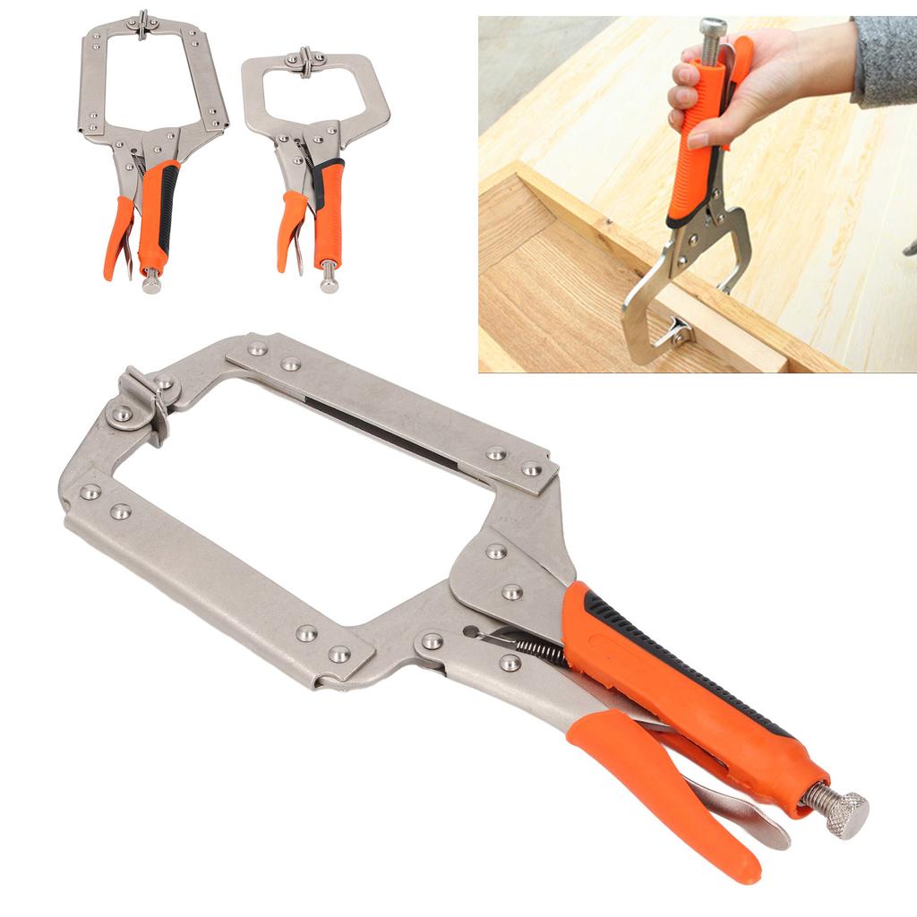 2Pcs Locking C Clamp Pliers Set Heavy Duty Woodworking Face Clamp with Rotating Pads for Welding Poc