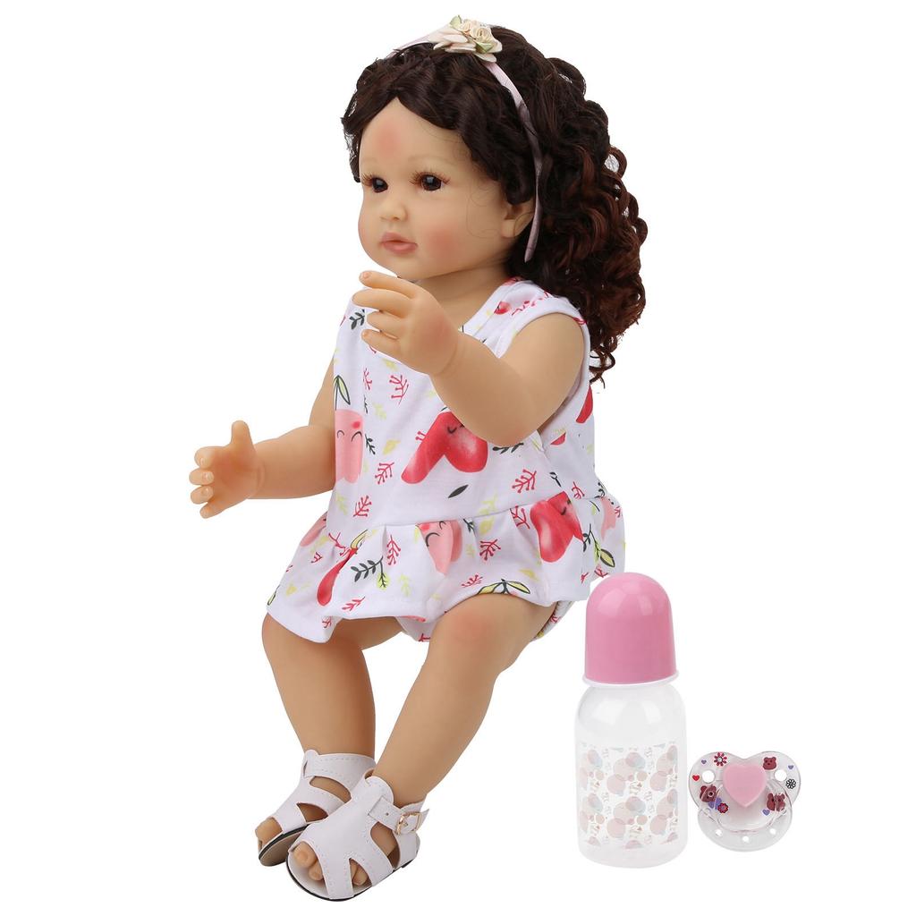 55cm Reborn Baby Lockige Haare Realistische Baby Mädchenpuppe Weiches Entzückendes Kinderspielzeug Geschenke