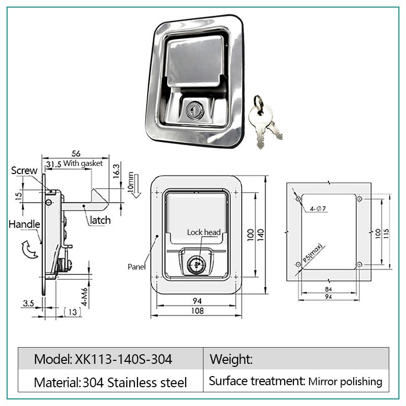 Heavy Duty Carbon Steel Vehicle Toolbox Paddle Lock with Key High Safety Van Truck Security System