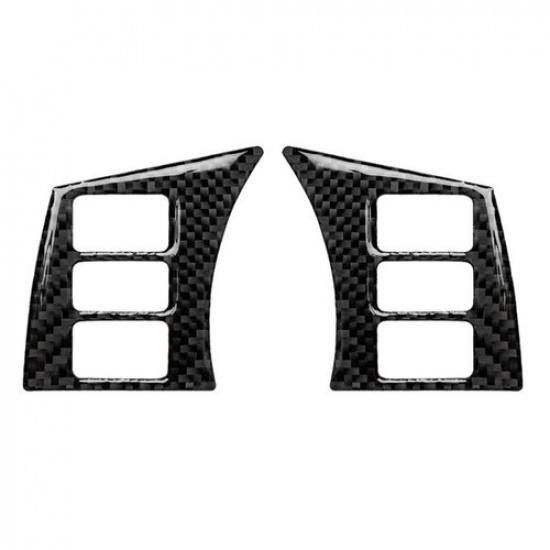 Carbon Fiber Inner Steering Wheel Button Trim Cover Fit For Nissan 350Z 2006-09