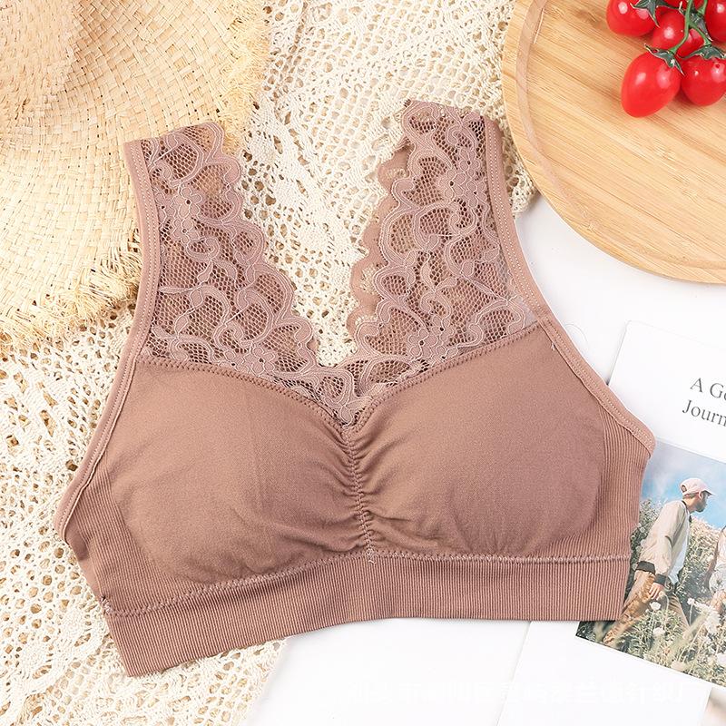 Encaje Talla Grande Ropa Interior Sujetador Sin Costuras Sin Espalda para Ropa Exterior Pecho Envuelto Sin Aro de Acero Lencería Sin Tirantes para Mujer