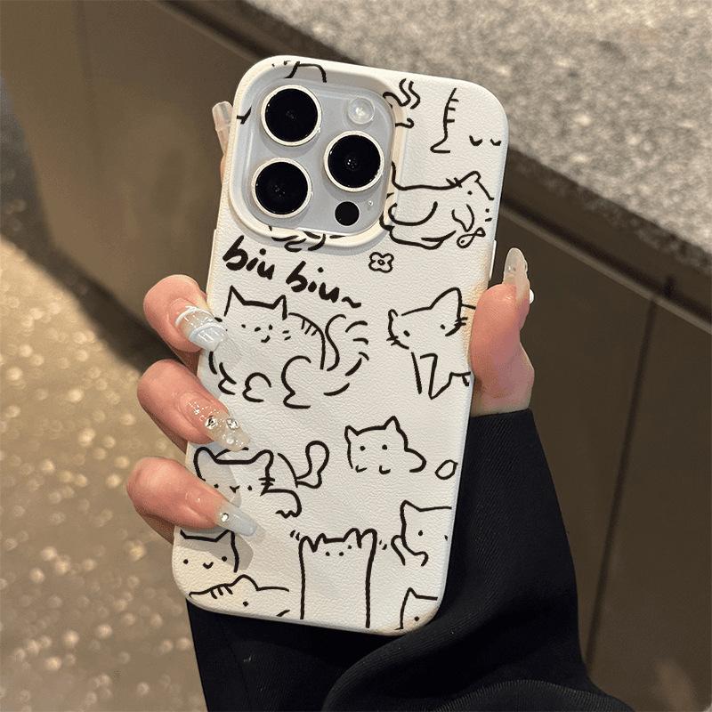 Skin Lines Cat for Apple Mobile Phone Case 16/15/14plus New Soft Case for IPhone16promax