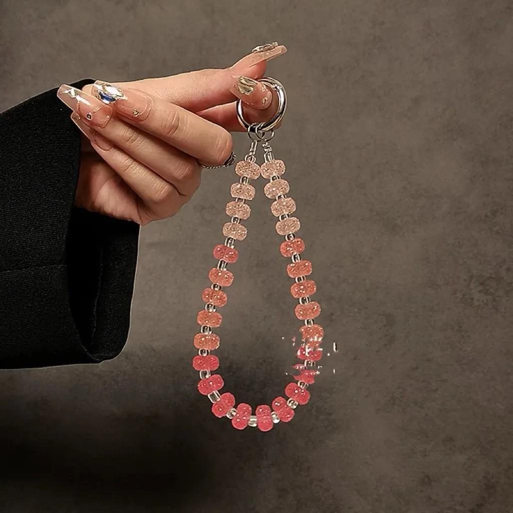 

Градиентный сахарный грейпфрутовый колесный бисер Цепочка для мобильного телефона с патчем для ежедневного украшения