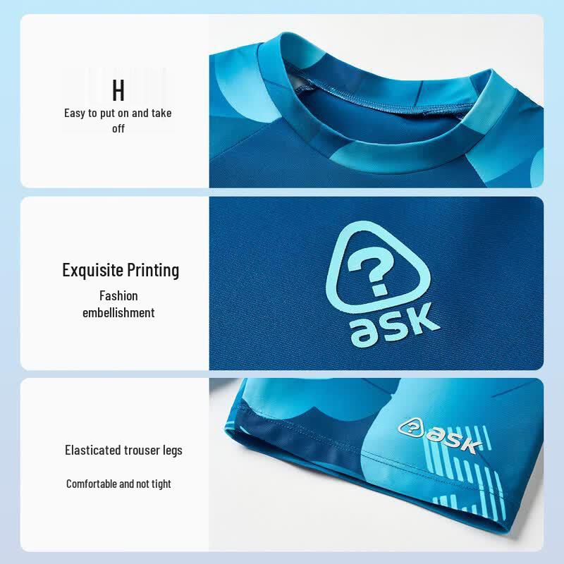 ASK JUNIOR Boys' Short-Sleeve Two-Piece Swimsuit
