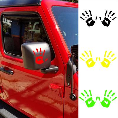 1 paio di adesivi per auto colorati con impronte di mani PVC impermeabile autoadesivo Auto SUV Fuoristrada Sinistra Destra Specchietto retrovisore Decorazione per il palmo del corpo