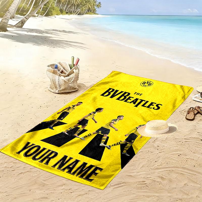 Özel Bvb Baskılı Plaj Havlusu, Plaj Kamp Yüzme İçin Büyük Yumuşak Hızlı Kuruyan Havlu