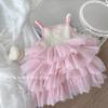 Summer Baby Girl Princess Dress Cute Tiered Cake Skirt Sleeveless Puffy Tutu Sundress For Toddler Kids Party Wear