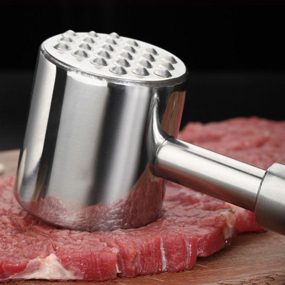 Stainless Steel Meat Hammer Double-side Rust-proof Loose Meat Tenderizer Textured Sides Flat Sides Kitchen Beef Hitting Tool