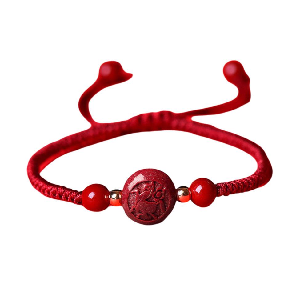 

1PCS 2026 Carton Horse Shaped Woven Rope Bracelet Bangle For Women Men Lucky Red String Bracelet Adjustable New Year Gift