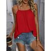 Plus Size Women Solid Color Loose Pleated Cami Tank Top