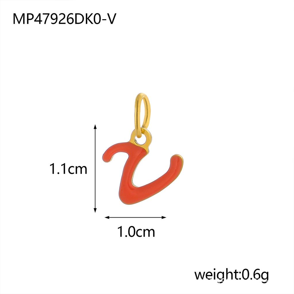 CARLIDANA Simple Gold Plated Stainless Steel Jewelry Alphabet Pendant Small Mini Colorful Oil Drop Initial Letter Necklace