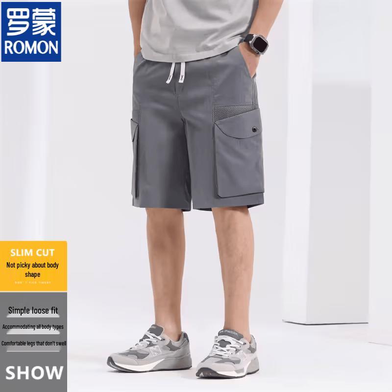 ROMON Men s Outdoor Ice Silk Quick-Dry Cargo Shorts 2XL серый