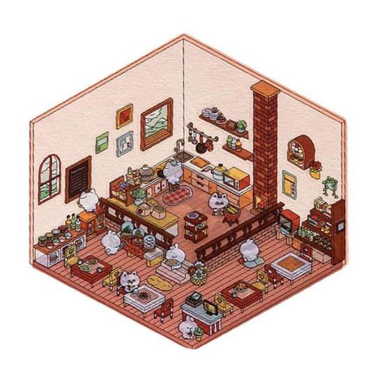 DIY 3D Sticker Set Relief Stress Reusable Scene Stickers with Tweezers Supermarket Coffee