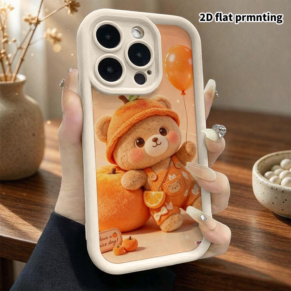 Phone Case: 2D Flat Design Suitable for iPhone 18 17 16 15 14 13 Pro Tiered Protective Case, Orange Theme, Christmas and Halloween Gift