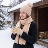 Fashionable Vertical Stripe Knitwear Winter Hat Scarf Gloves Set, Knitted with Pompom, Touch Screen Gloves, Cold Weather Essential Set Warm