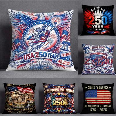 American Th Anniversary Pillow Case Square DoubleSided Printing Sofa Cushion Cover Pillowcase Bedroom Bedside