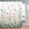 Watercolor Flowers And Plants Patterns Shower Curtain, Bathroom Decorative Shower Curtain, Waterproof Shower Curtain With Hooks