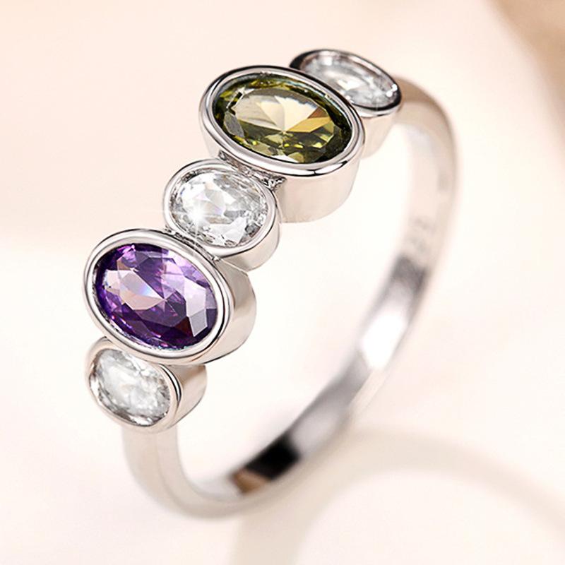 1Pc Fashionable and Fashionable Color Ring, Fashionable and Colorful Synthetic Zircon Ring.