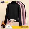 Ropa interior térmica para mujer Invierno Engrosada y Camisa Base de Franela Camiseta Básica de Manga Larga Sólida Pulóveres de Fibra Calefactora