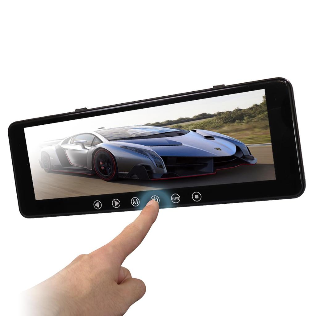 Maxwin Bakspeilmonitor Tommer Bakspeilmonitor Berøringspanel LCD Kompatibel med 2 Videoinnganger Koblet til Ryggekamera Strikk MR911 9.1