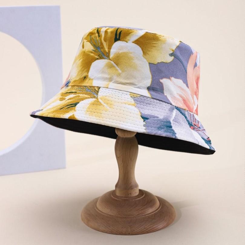 Flower Pattern Bucket Hat Men'S Double-Sided Basin Hat Women'S Trend Versatile Outdoor Sun Hat