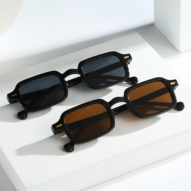 2 Pieces of Men's Plastic Full Frame Retro Elegant Glasses Suitable for Daily Commuting Dressing Vacation and Photography