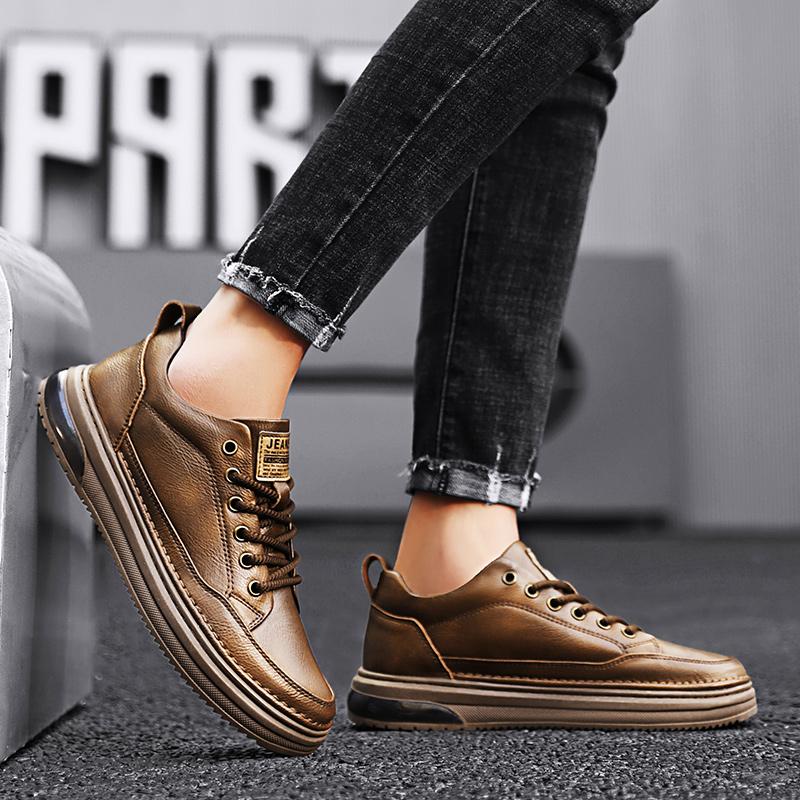 Luxury Men's Thick Soled Formal Leather Shoes, Trendy Air Cushion, Fashionable Business, High-quality Casual Shoes, New Style