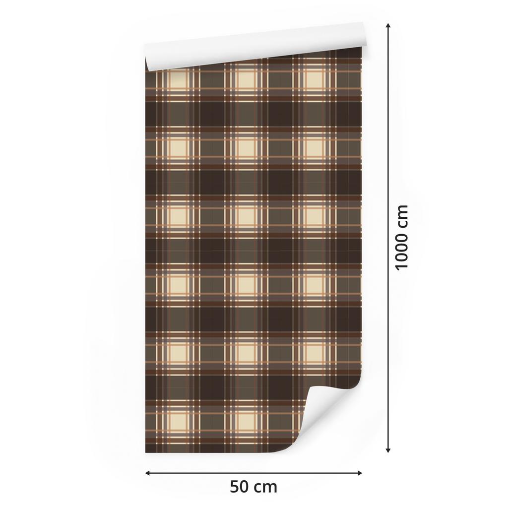 Brown and Rust Checkered Wallpaper for Living Room and Bedroom 50x1000
