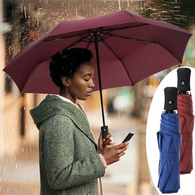 Automatic Open Umbrella Men'S Three Fold Folding Business Casual Umbrella Sturdy Wind Resistant Compact Umbrella