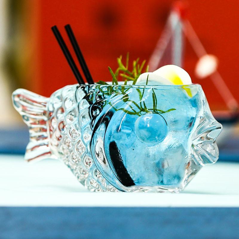 Bicchiere da vino a forma di sirena – Tazza creativa trasparente per pesci, boccale di birra da cocktail irregolare, bicchieri unici per brandy