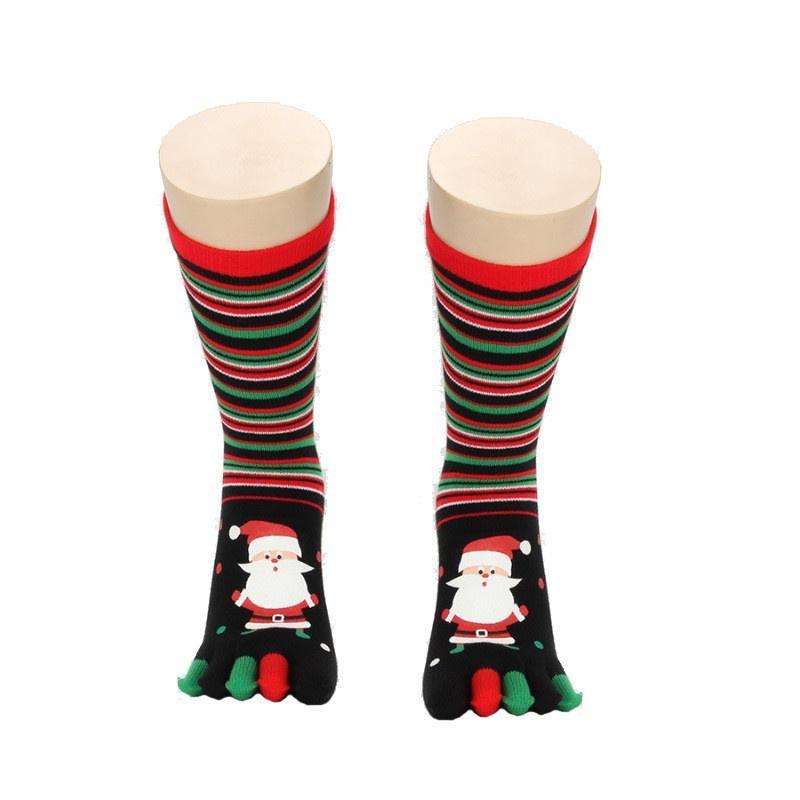 Jesień Zima Dziecięce Bawełniane Świąteczne Czarne Paski Ciepłe Świąteczne Skarpetki Bez Palców
