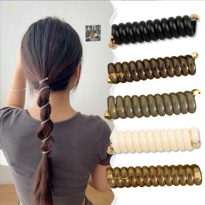 3 fascette per capelli intrecciate con filo telefonico colorato, stile semplice, tinta unita, fascette per capelli a spirale, per capelli ricci lunghi e lisci, nessun danno ai capelli, capelli carini
