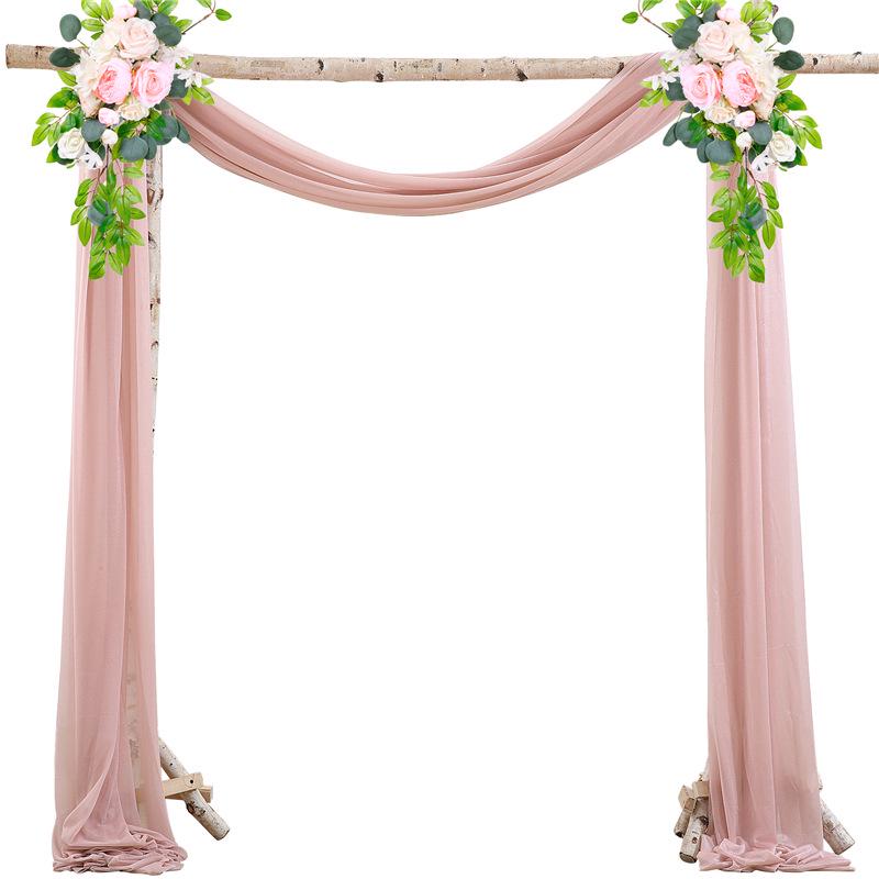 Forest Style Wedding Arch Decoration: Outdoor Lawn Chiffon Gauze Curtains