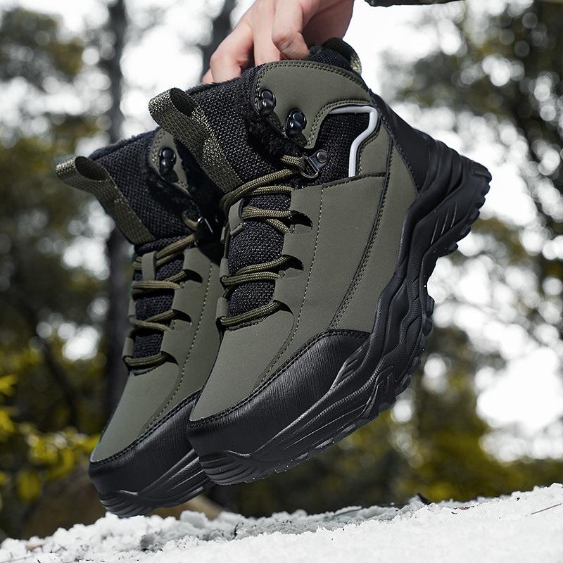 Winter Thick Soled Plus Size Cotton Shoes Men's Snow Boots Thick Breathable Outdoor Waterproof Hiking Shoes Outdoor